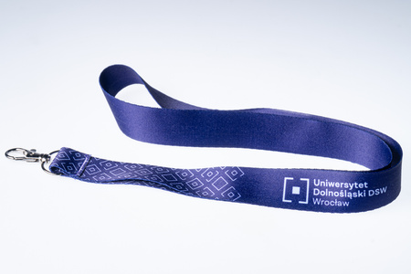 Smycz kolorowa z logo - kolor fioletowy / granat