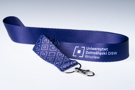 Smycz kolorowa z logo - kolor fioletowy / granat